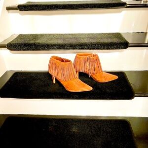 Sam Edelman Tan Fringe Ankle Booties